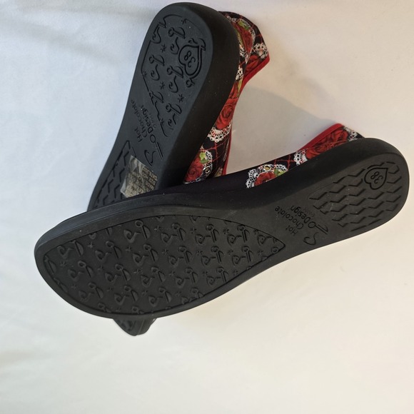 Hot Chocolate - Chocolaticas Mary‎ Jane Flats Rose Lace Print Buckle Shoes 7.5 - Picture 9 of 11